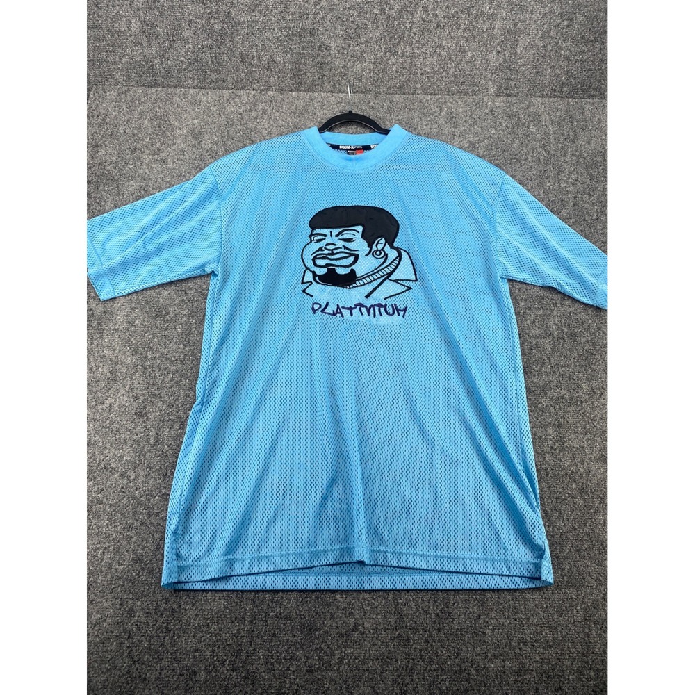 Boom-X Sports Platinum Mesh Jersey Shirt Mens Large Blue Graphic Tee Russia L
